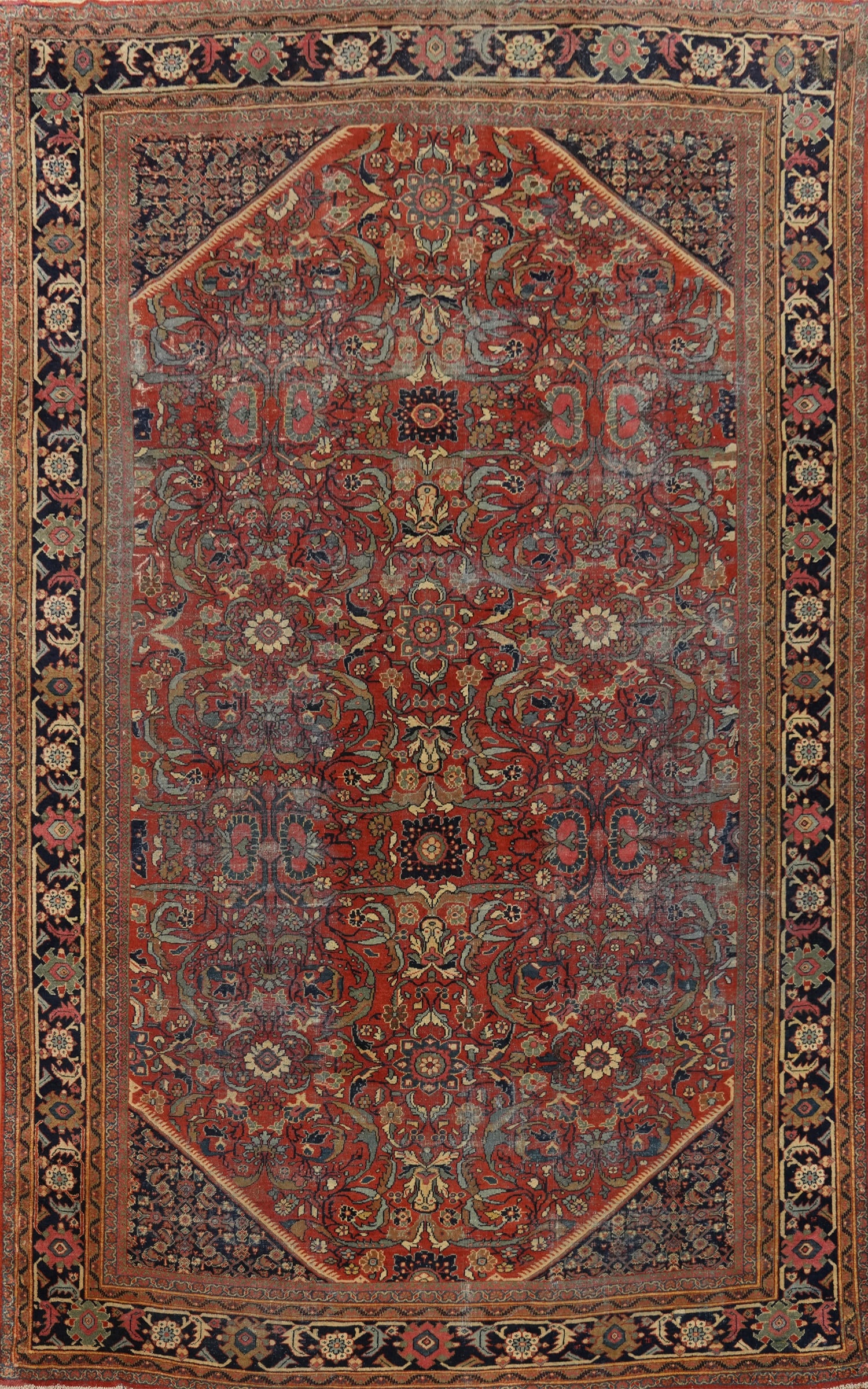 Pre-1900 Vegetable Dye Sultanabad Ziegler Persian Rug 11x17: Title: Pre-1900 Vegetable Dye Sultanabad Ziegler Persian Rug 11x17Description:A Beautiful Genuine Iran ( Persia ) Sultanabad (Ziegler) rug is Hand Knotted by skillful weavers in Iran ( Persia ) with