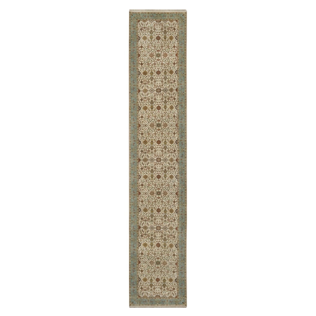 Ivory Kashan Design 300 KPSI New Zealand Wool Hand Knotted Runner Rug: Title: Ivory Kashan Design 300 KPSI New Zealand Wool Hand Knotted Runner RugDescription:This is a truly genuine one-of-a-kind. It has been Knotted for months and months in the centuries-old weaving