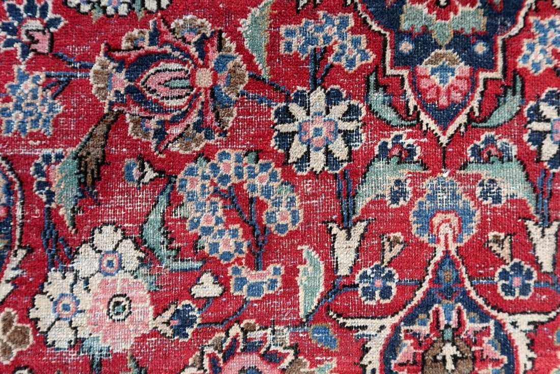 Handmade 1920s Persian Kashan Rug 4.4' x 6.10' - Deep Ruby & Indigo - 6