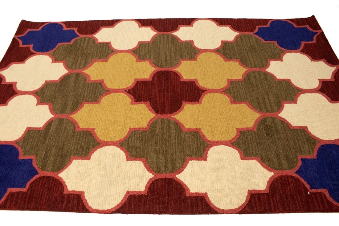 Multicolored Trellis 5X8 Hand-Tufted Modern Rug - 5