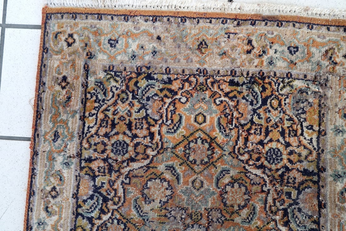 Handmade vintage Indo-Tabriz runner 1.9' x 5.8' (60cm x 177cm) 1970s - 2