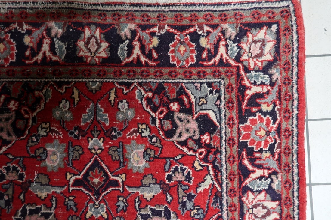 Handmade Vintage Persian Hamadan Rug 4.3' x 6.4' (132cm x 196cm), 1950s - 5