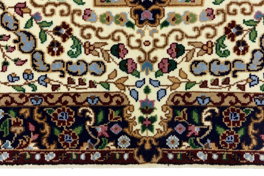 Cream & Navy Floral 3X10 Kirman Oriental Runner Rug - 11