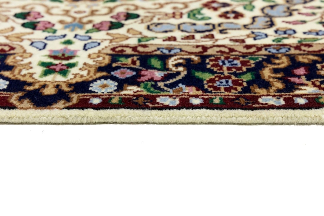 Cream & Navy Floral 3X10 Kirman Oriental Runner Rug - 15