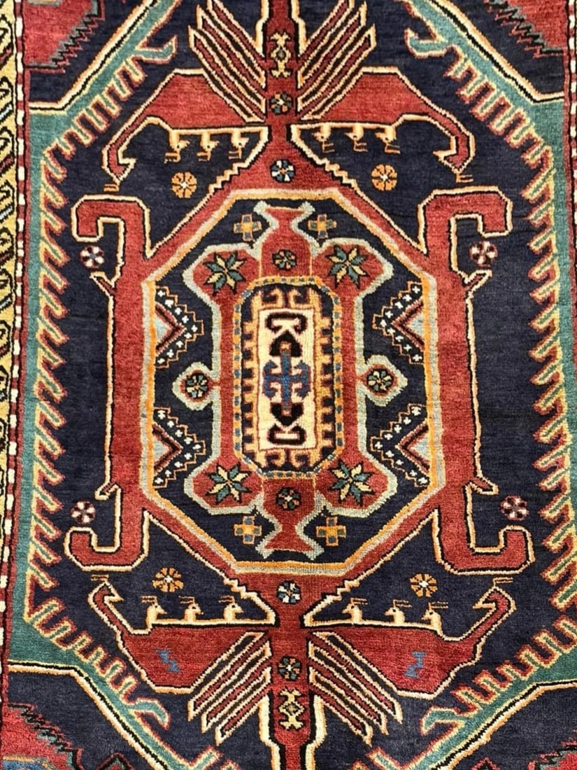 Persian Azarbaijan Hand-Knotted Wool Rug 4'7" x 7'2" Navy Tribal Oriental Rug - 5