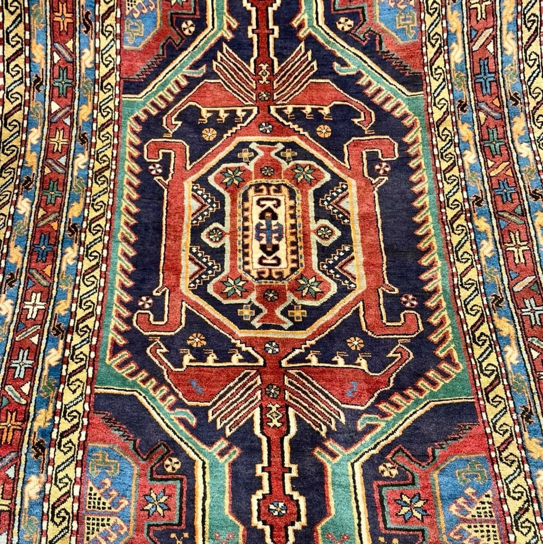 Persian Azarbaijan Hand-Knotted Wool Rug 4'7" x 7'2" Navy Tribal Oriental Rug - 6