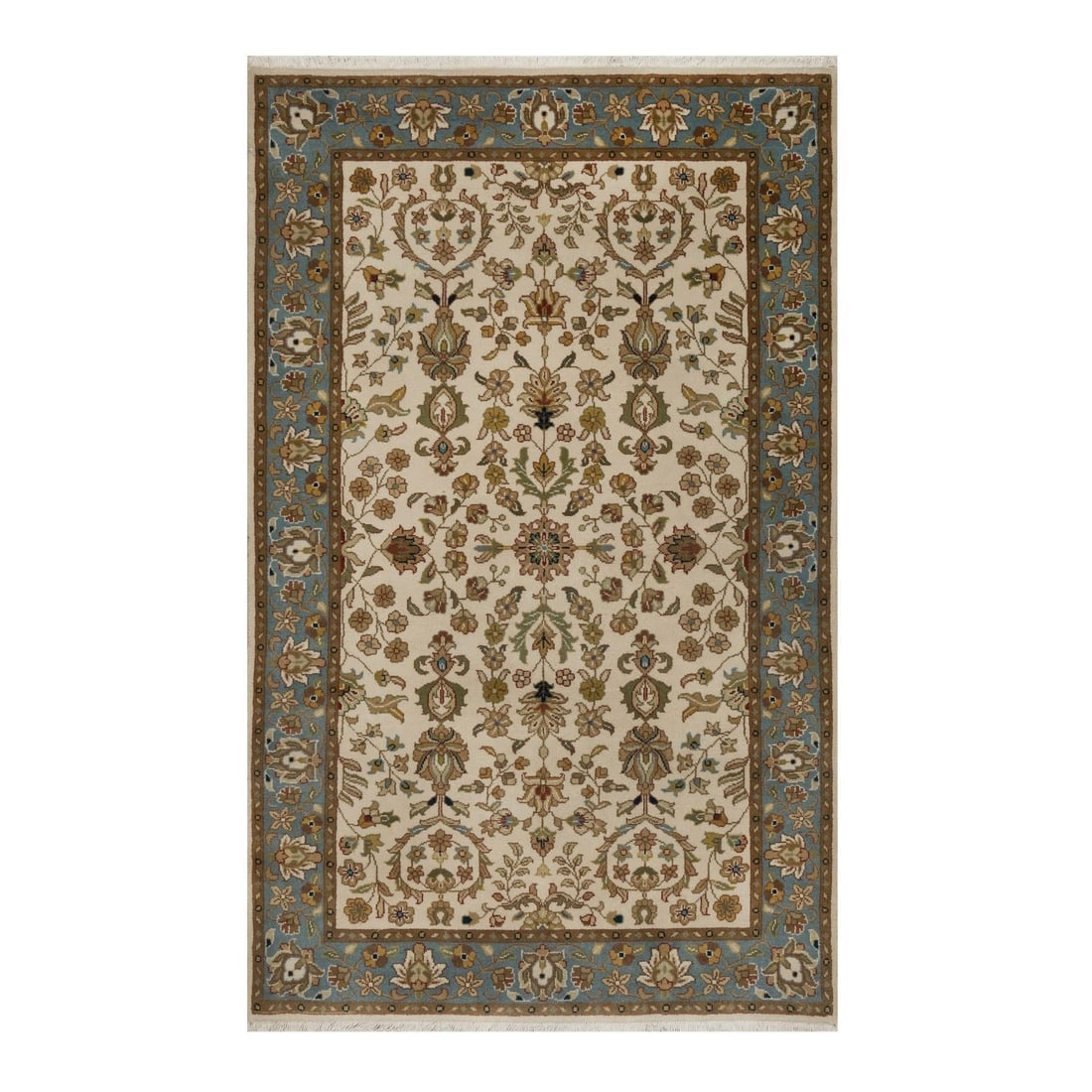 Swan White 300 KPSI New Zealand Wool Kashan Design Hand Knotted Rug: Title: Swan White 300 KPSI New Zealand Wool Kashan Design Hand Knotted RugDescription:This is a truly genuine one-of-a-kind. It has been Knotted for months and months in the centuries-old weaving