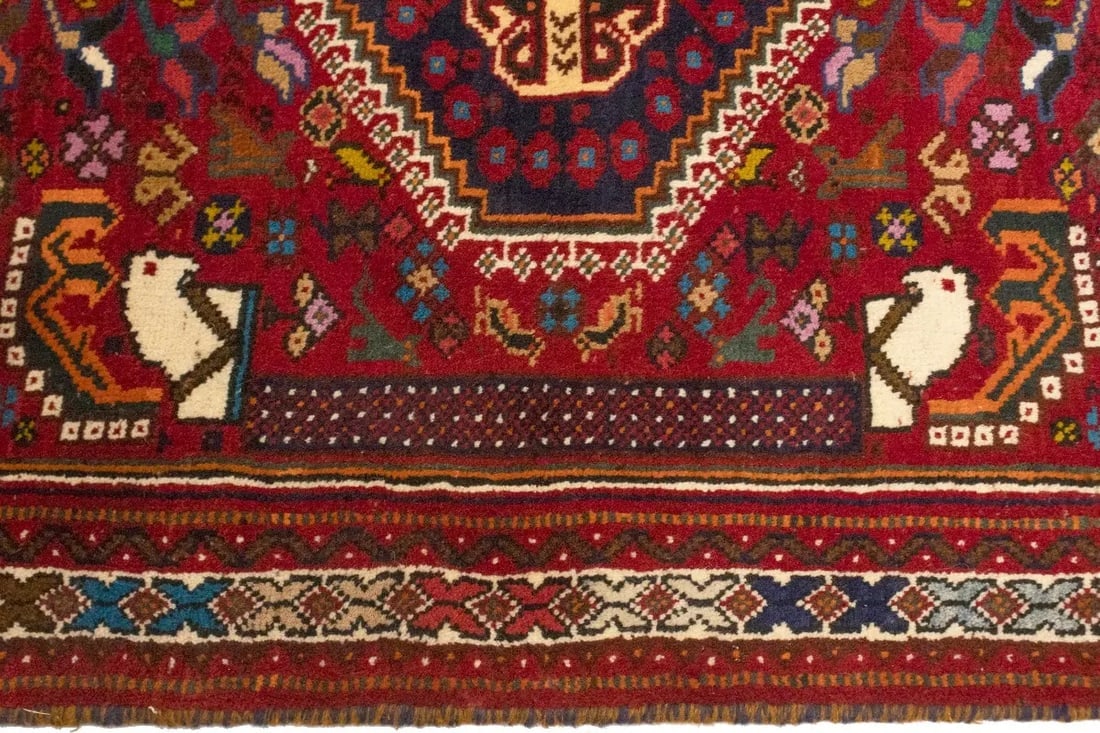 Red Tribal 3'6X5 Shiraz Persian Rug - 12