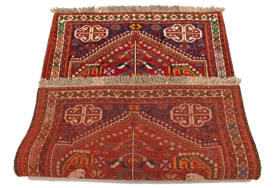 Red Tribal 3'6X5 Shiraz Persian Rug - 14