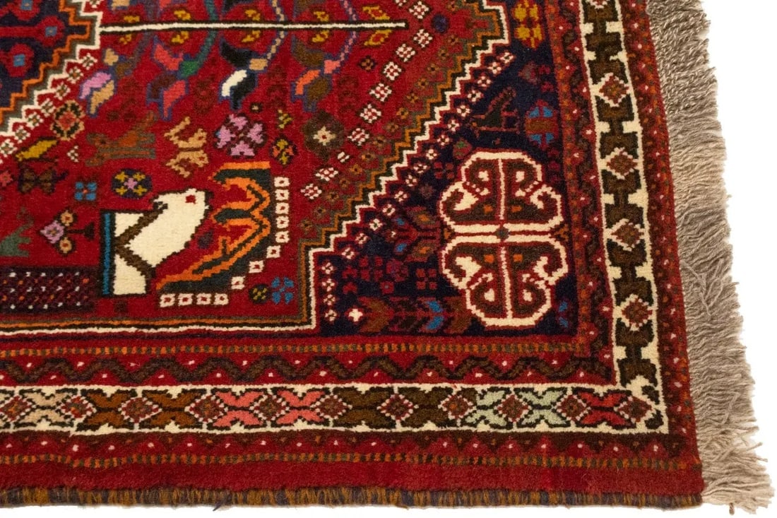 Red Tribal 3'6X5 Shiraz Persian Rug - 8