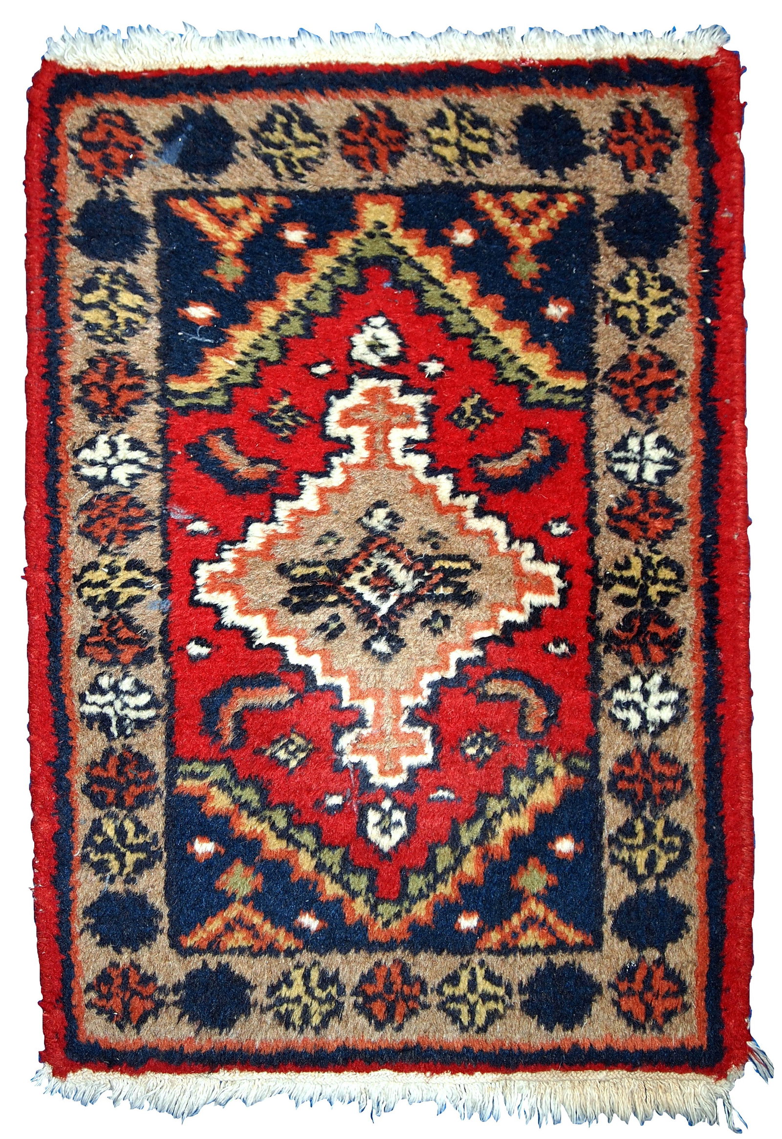Handmade vintage Persian Hamadan rug 1.4' x 1.9' (42cm x 60cm) 1970s (1 of 6)
