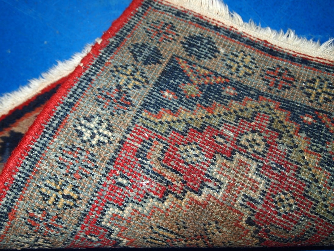 Handmade vintage Persian Hamadan rug 1.4' x 1.9' (42cm x 60cm) 1970s - 6