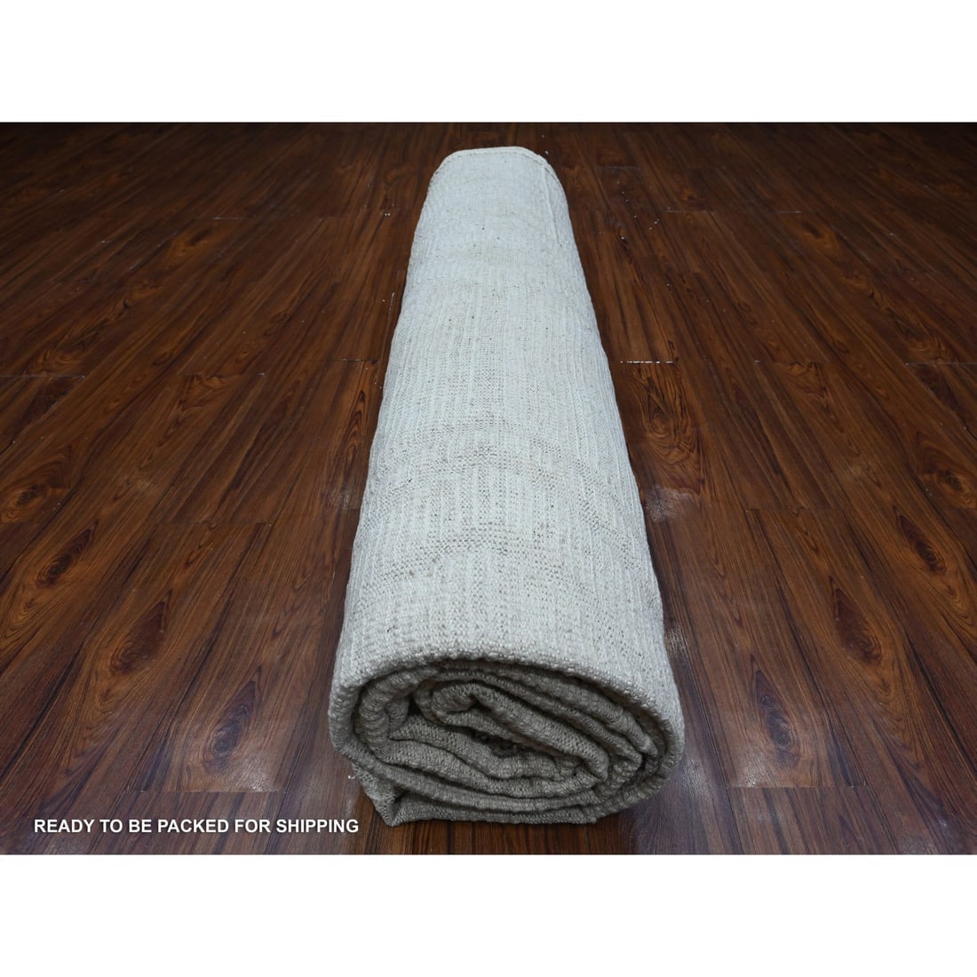 Ivory Hand Knotted Wool Moroccan Weave Embossed Pile Oriental Rug - 9