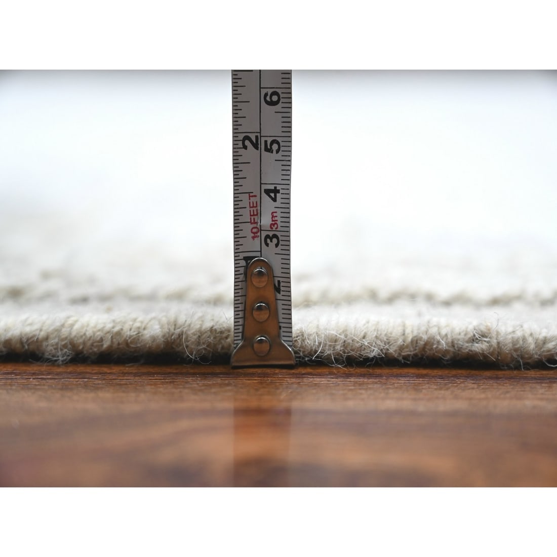 Ivory Hand Knotted Wool Moroccan Weave Embossed Pile Oriental Rug - 10