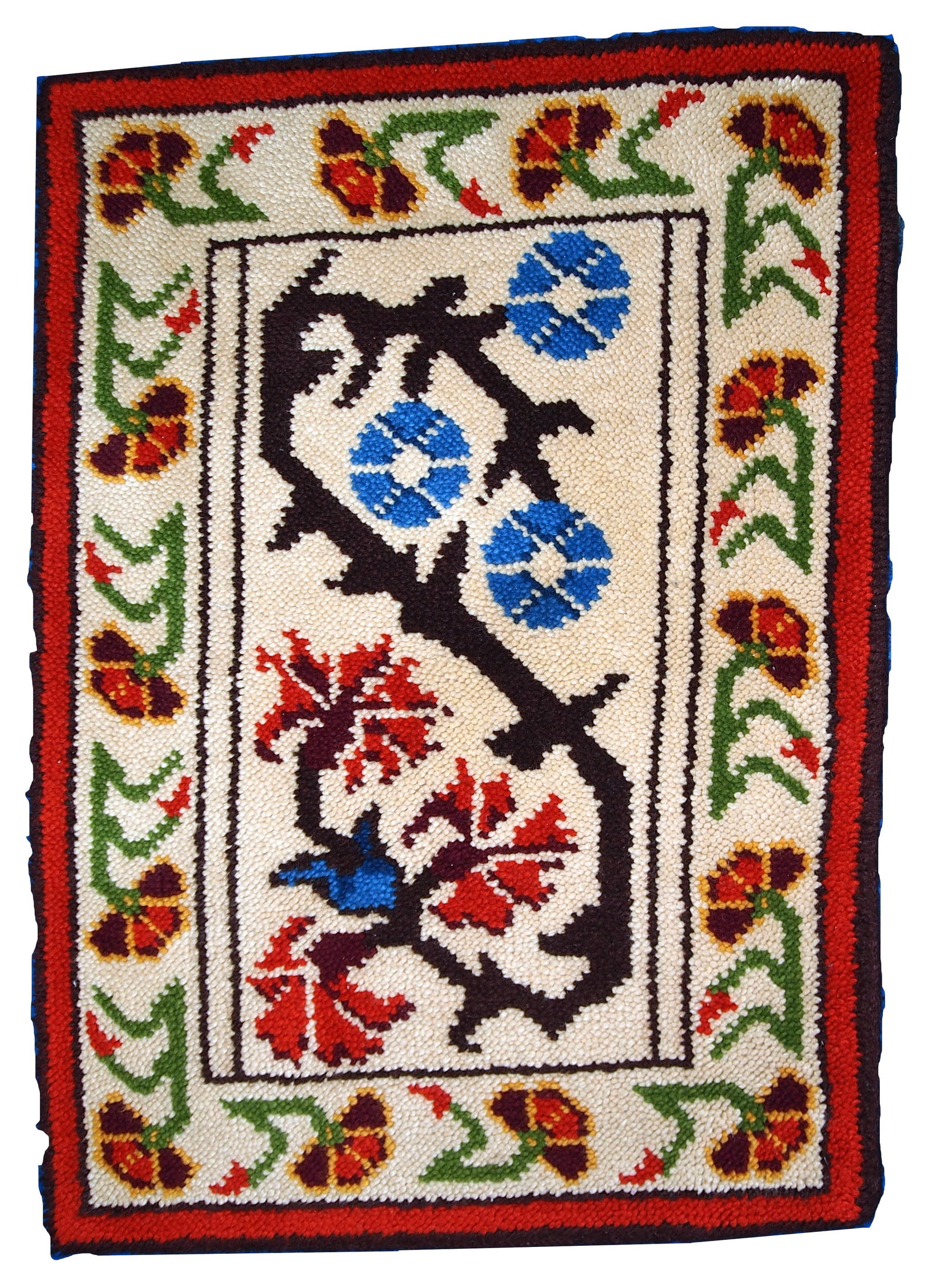 Vintage French Savonnerie rug 2.5' x 3.5' (77cm x 106cm) 1970s (1 of 8)
