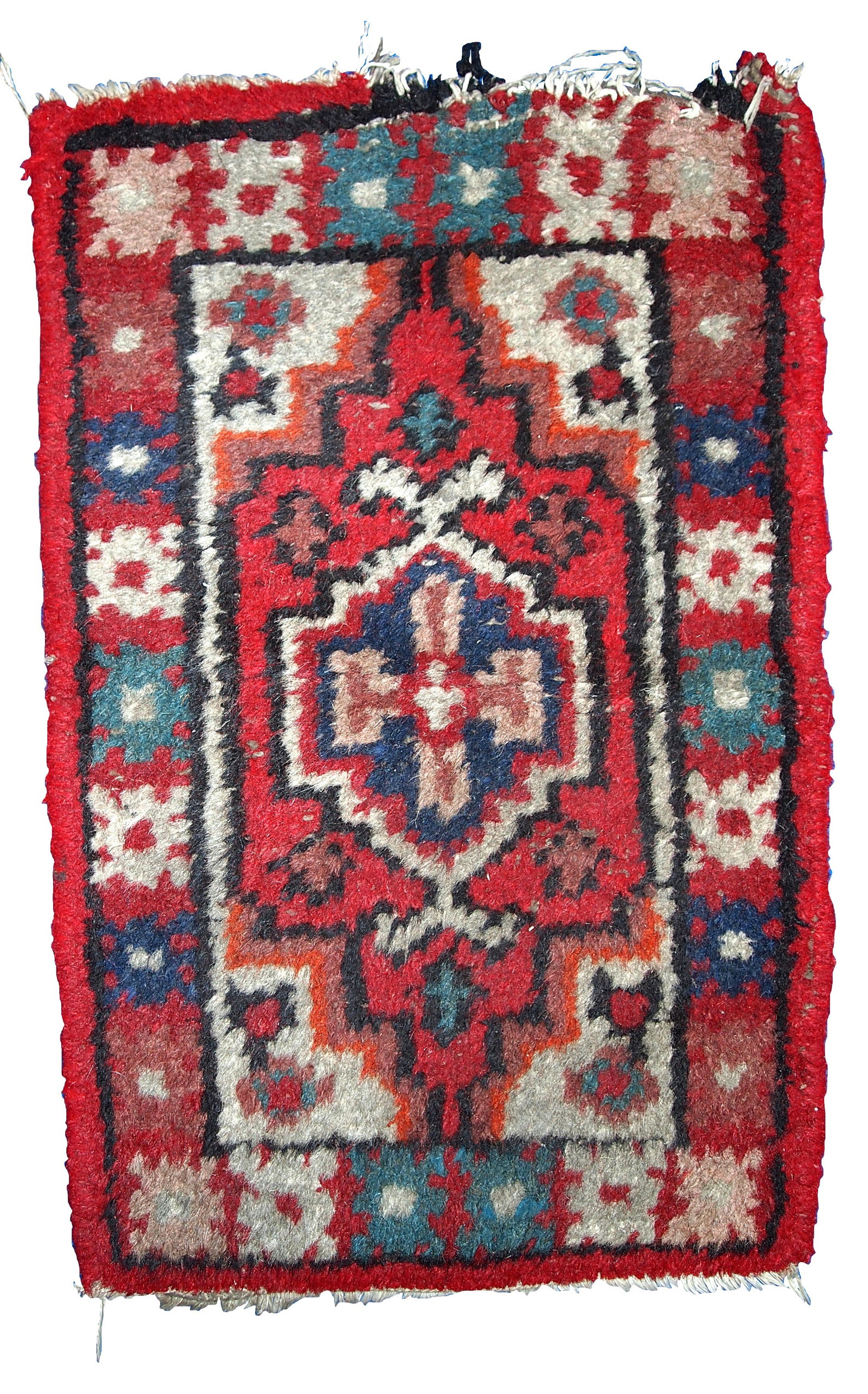 Handmade vintage Persian Hamadan rug 1.4' x 2.2' (42cm x 68cm) 1960s (1 of 6)