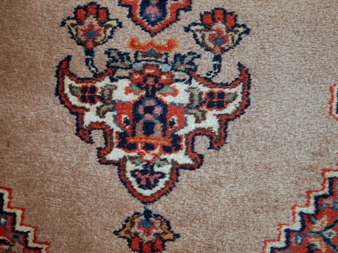 Handmade vintage Indo-Tabriz rug 1.9' x 3.9' (60cm x 118cm) 1960s - 7