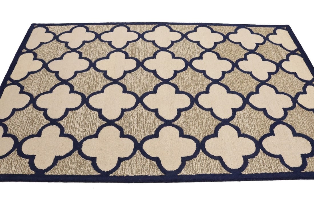 Multicolored Trellis 5X8 Hand-Tufted Modern Rug - 5
