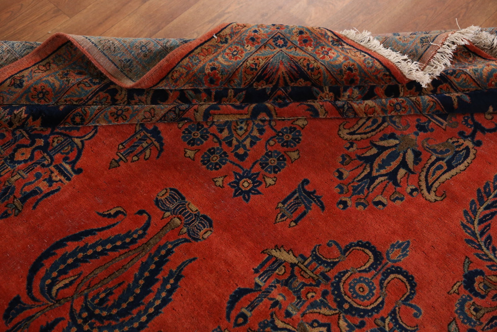 Pre-1900 Vegetable Dye Manchester Wool Kashan Persian Rug 10x16 - 14