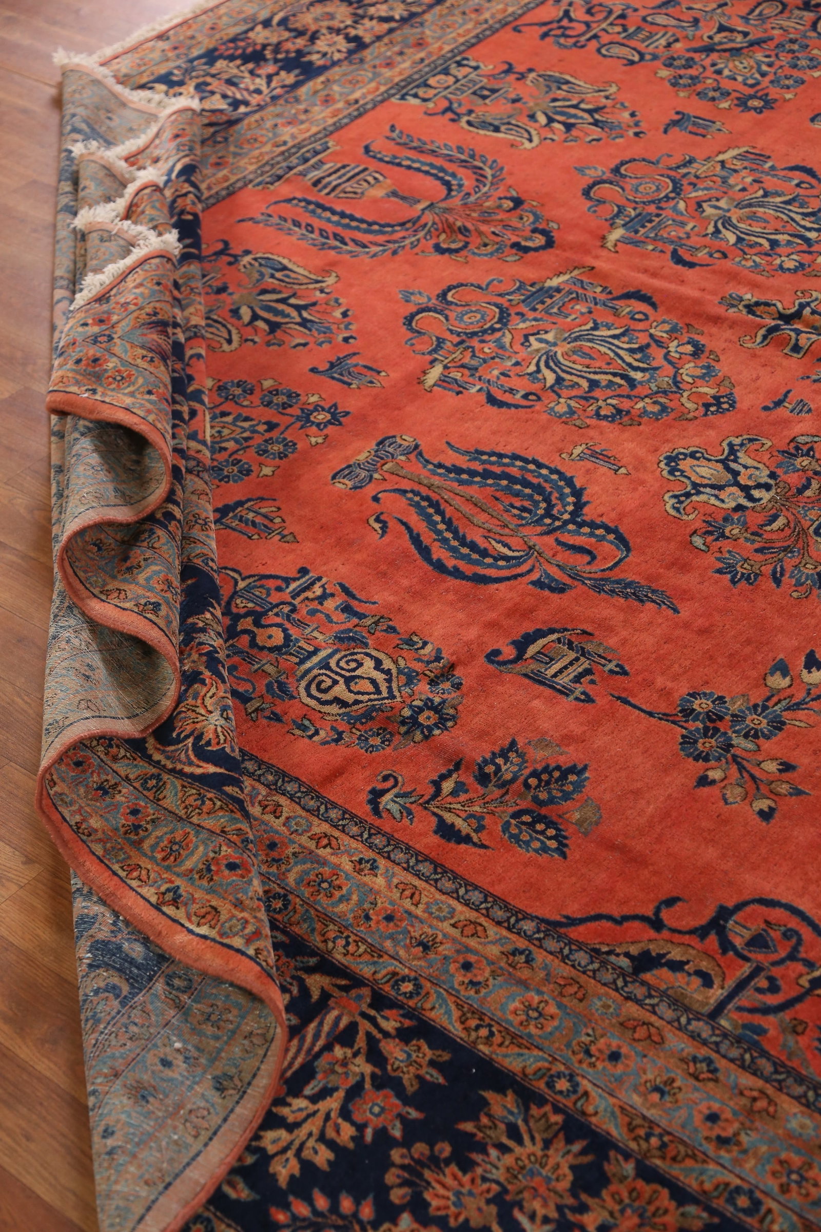 Pre-1900 Vegetable Dye Manchester Wool Kashan Persian Rug 10x16 - 15