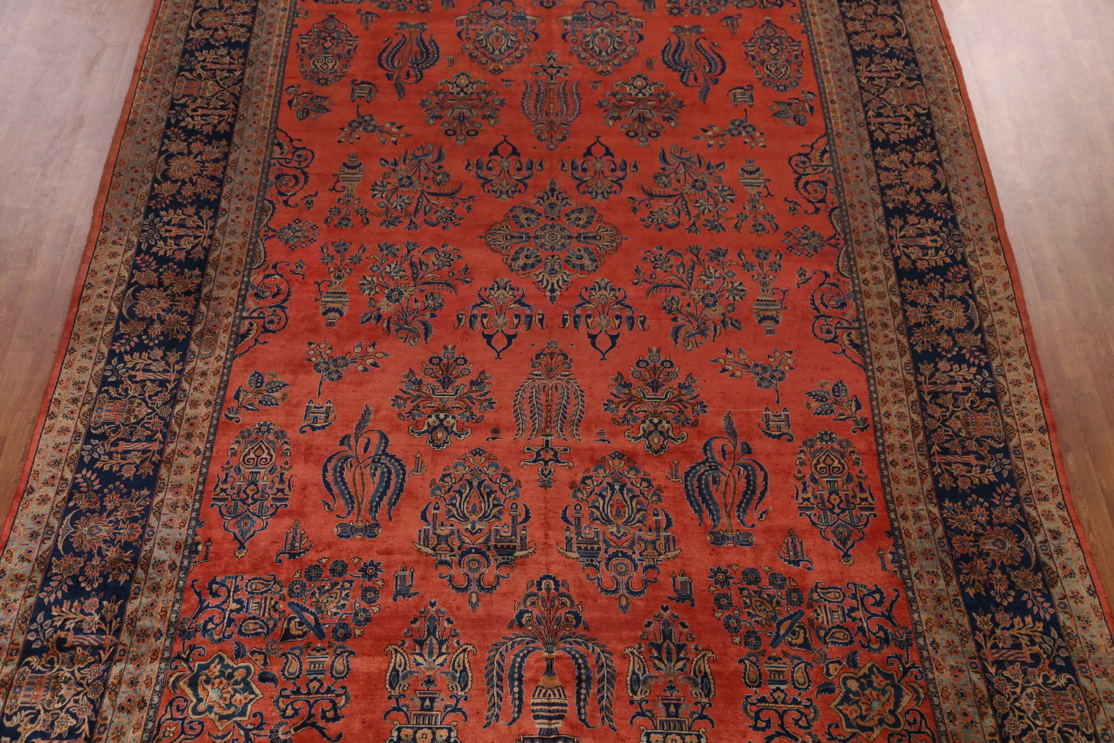Pre-1900 Vegetable Dye Manchester Wool Kashan Persian Rug 10x16 - 4