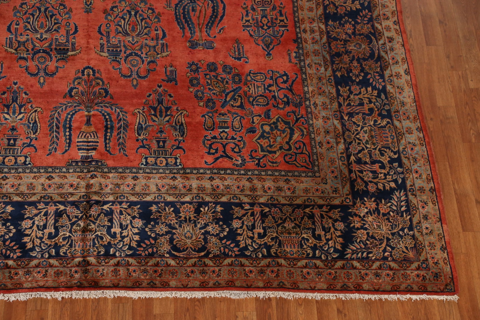 Pre-1900 Vegetable Dye Manchester Wool Kashan Persian Rug 10x16 - 5