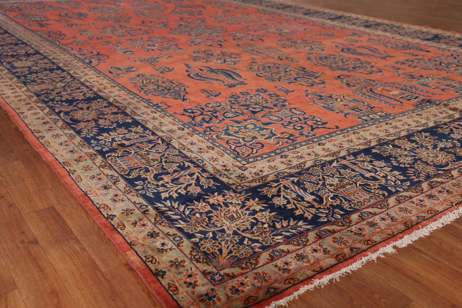 Pre-1900 Vegetable Dye Manchester Wool Kashan Persian Rug 10x16 - 6