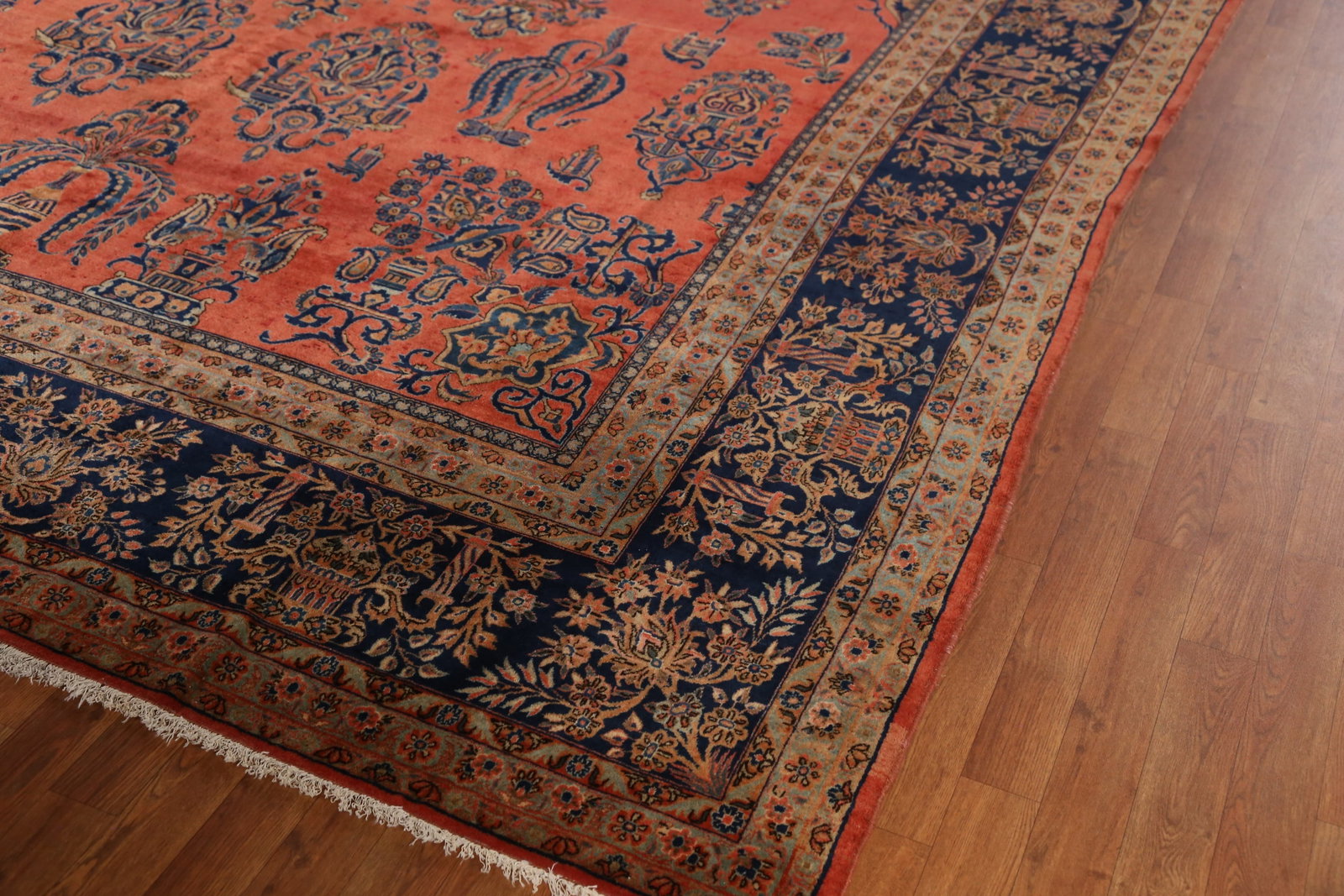 Pre-1900 Vegetable Dye Manchester Wool Kashan Persian Rug 10x16 - 7