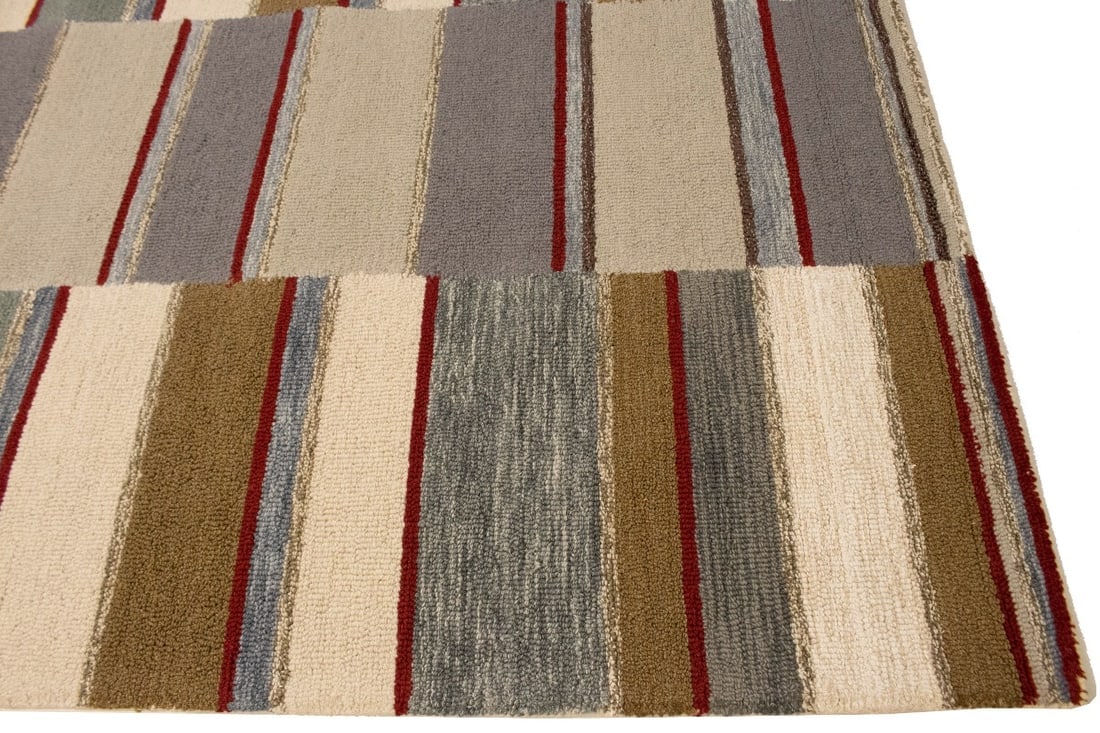 Multicolored Stripes 5X8 Hand-Tufted Modern Rug - 10
