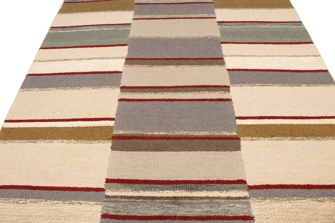 Multicolored Stripes 5X8 Hand-Tufted Modern Rug - 13