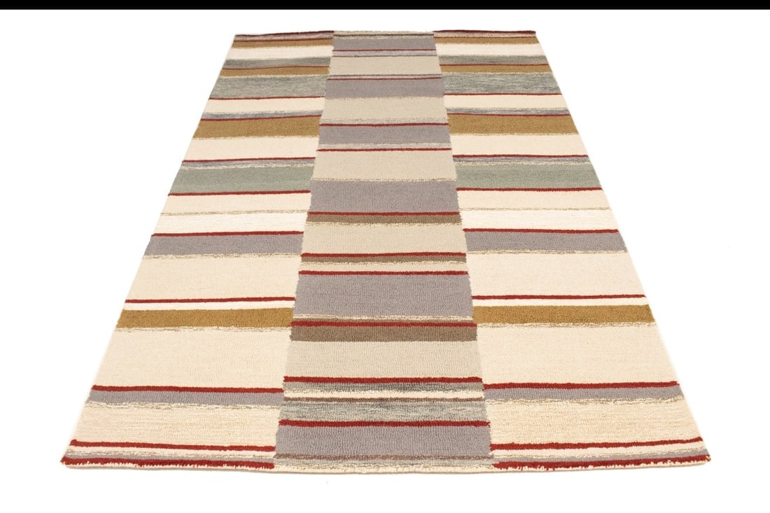Multicolored Stripes 5X8 Hand-Tufted Modern Rug - 3