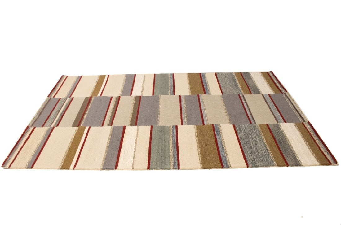 Multicolored Stripes 5X8 Hand-Tufted Modern Rug - 5
