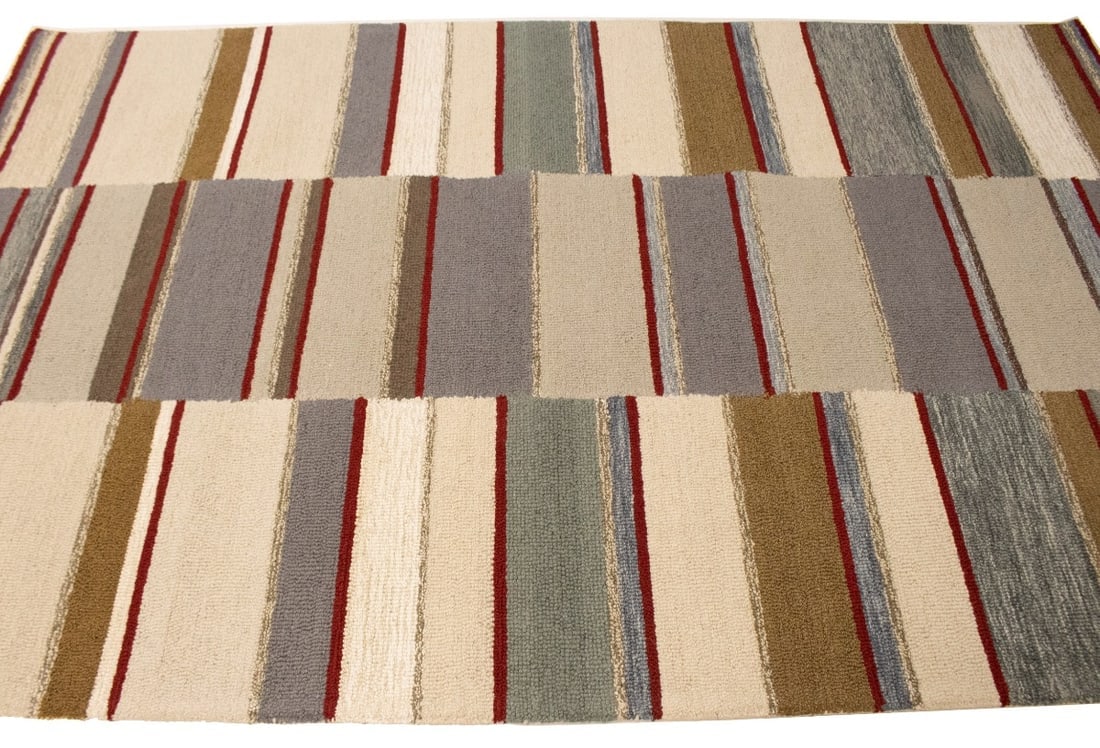 Multicolored Stripes 5X8 Hand-Tufted Modern Rug - 6