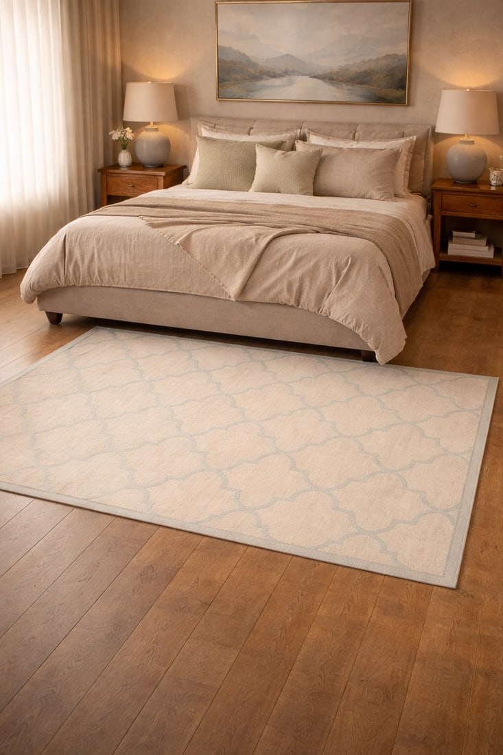 Cream Trellis 5X8 Hand-Tufted Modern Rug - 2