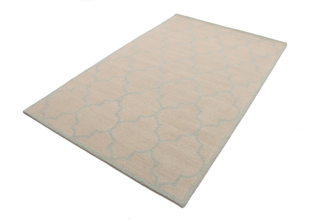 Cream Trellis 5X8 Hand-Tufted Modern Rug - 4