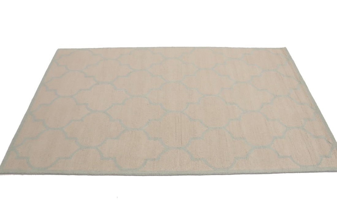 Cream Trellis 5X8 Hand-Tufted Modern Rug - 5