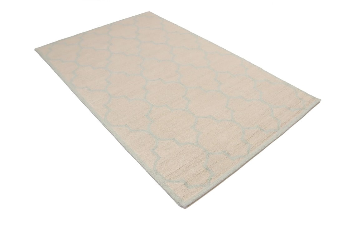 Cream Trellis 5X8 Hand-Tufted Modern Rug - 6
