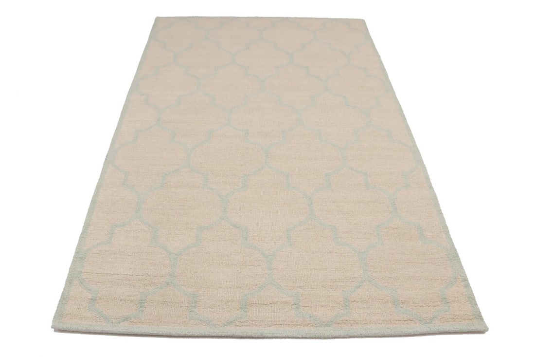 Cream Trellis 5X8 Hand-Tufted Modern Rug - 7