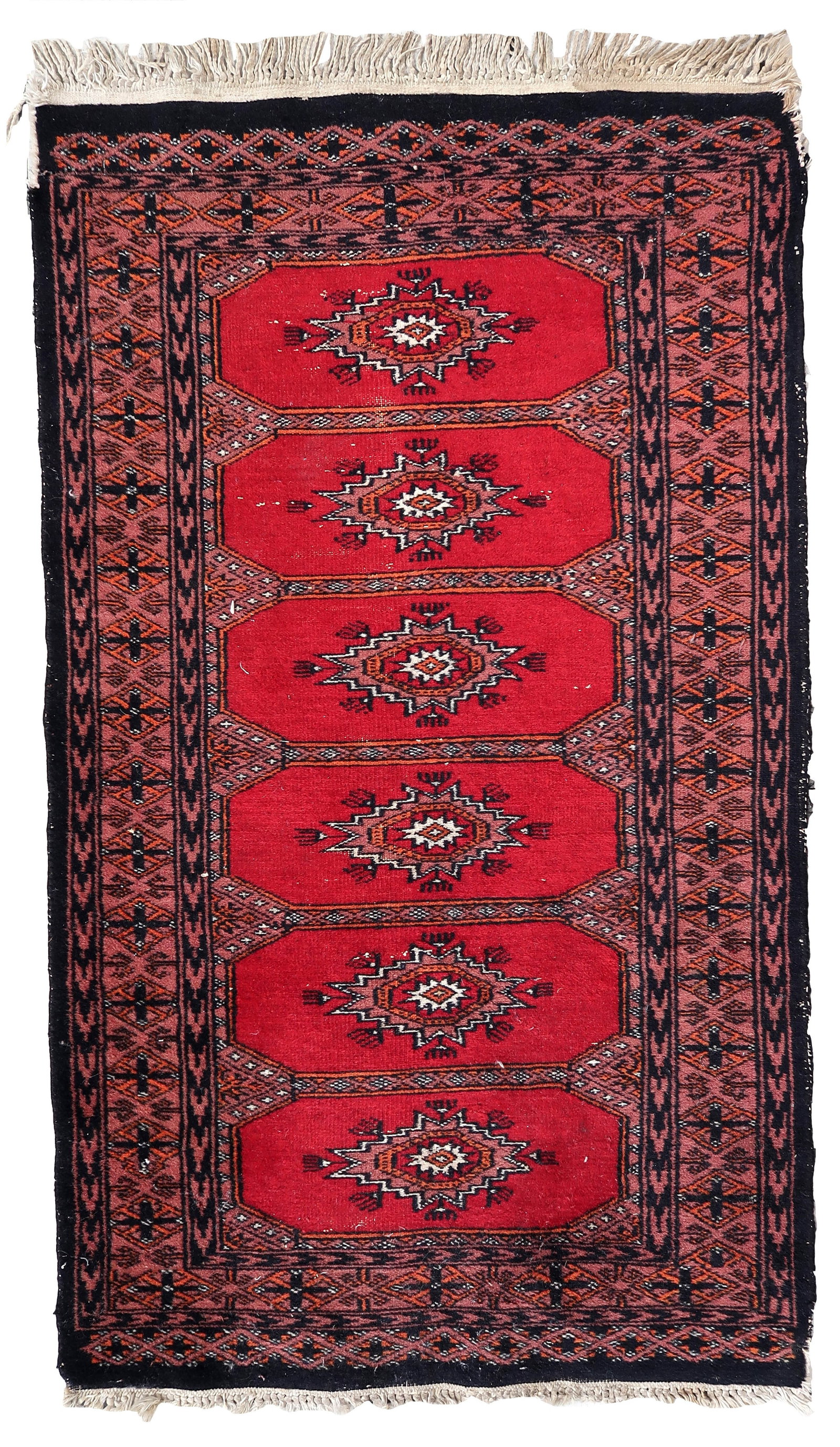 Handmade vintage Uzbek Bukhara rug 2' x 3.4' (62cm x 106cm) 1970s (1 of 9)