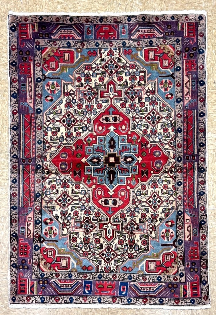 Hand Knotted Persian Nahavand Tribal Wool Rug 3'4" x 4'10" (1 of 8)