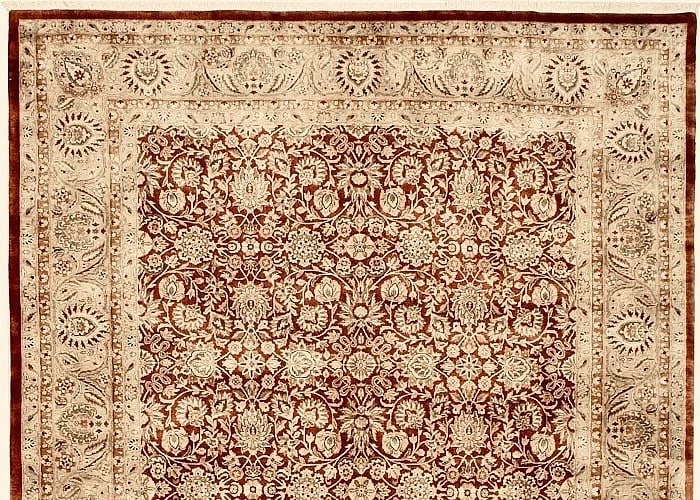 Hand Knotted Indo-Tabriz Red Wool Oriental Area Rug Carpet 8'10" x 11'10" - 4