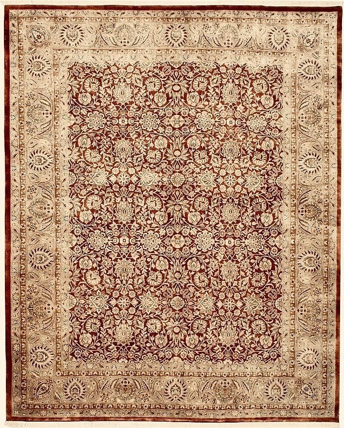 Hand Knotted Indo-Tabriz Red Wool Oriental Area Rug Carpet 8'10" x 11'10" - 6