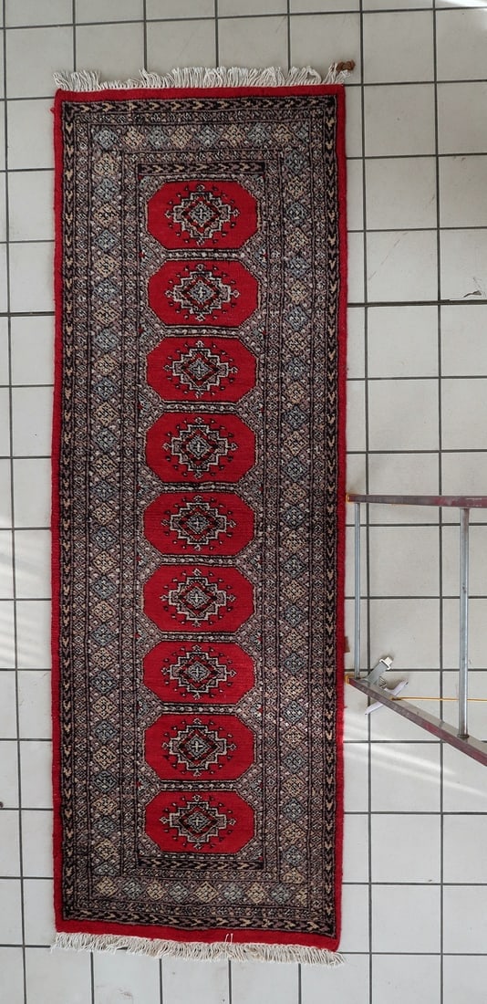 Mid-Century Vintage Uzbek Bukhara Style Wool Runner 2.8' x 7.9' - 2