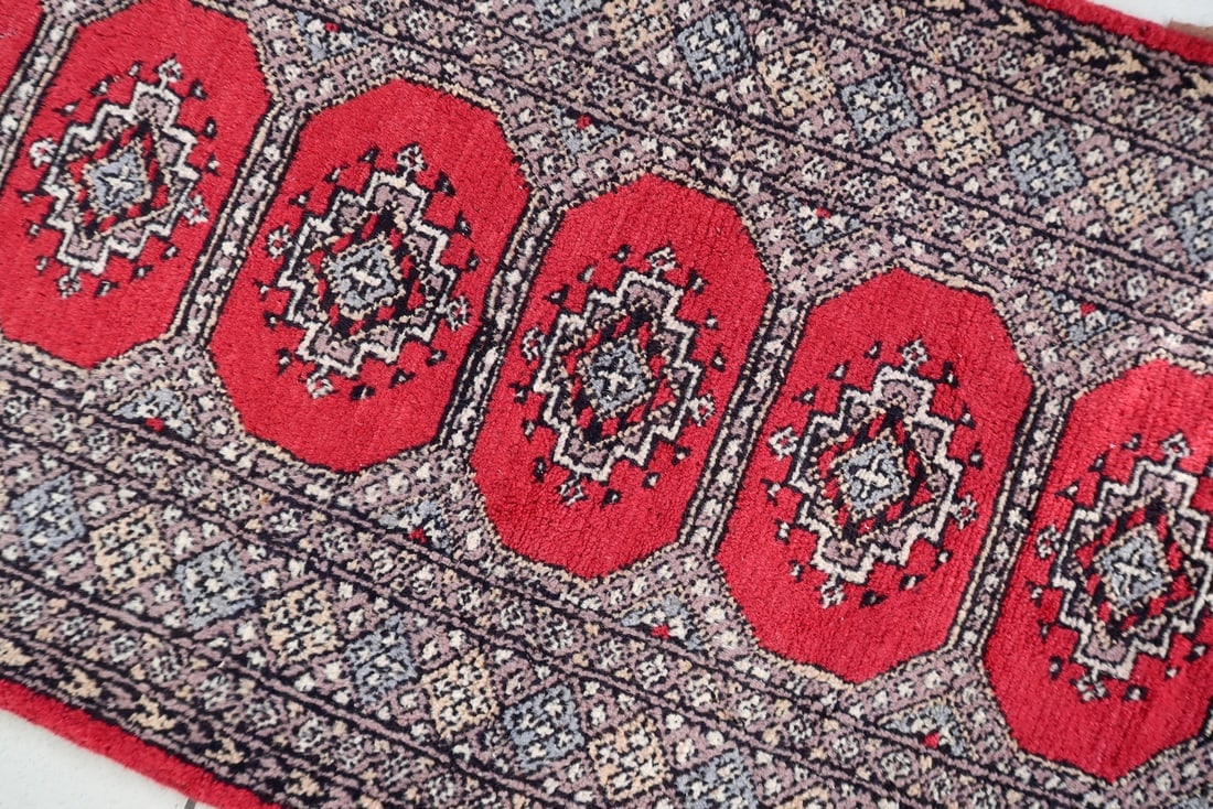Mid-Century Vintage Uzbek Bukhara Style Wool Runner 2.8' x 7.9' - 6