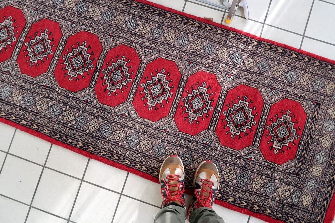 Mid-Century Vintage Uzbek Bukhara Style Wool Runner 2.8' x 7.9' - 9