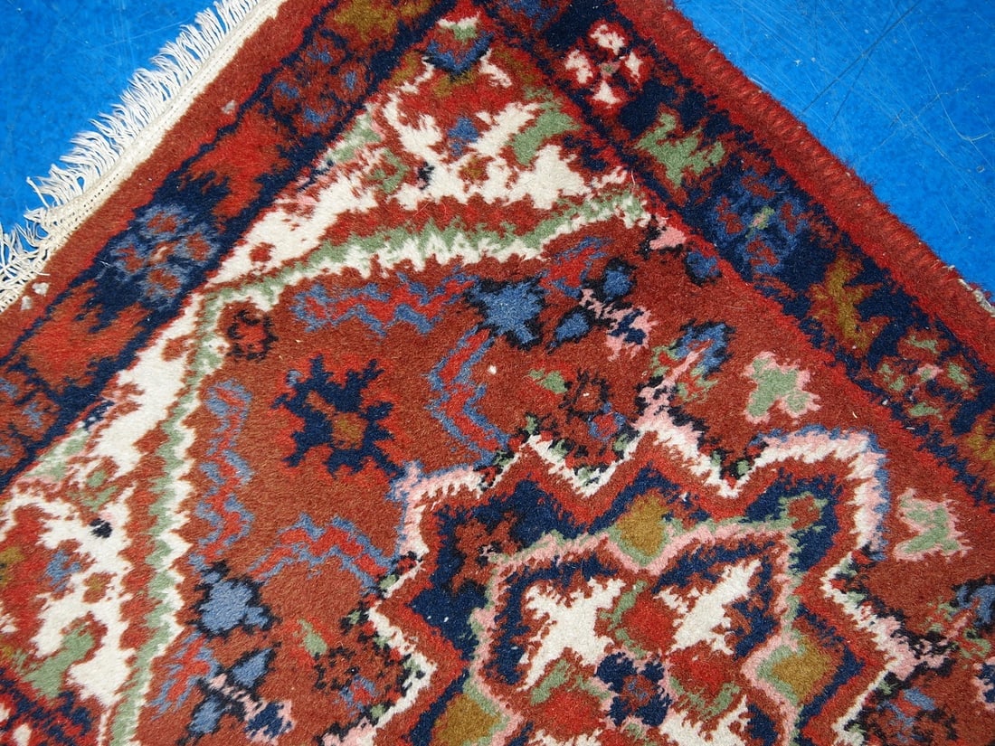 Handmade vintage Persian Hamadan rug 1.6' x 2.3' (50cm x 70cm) 1970s - 2