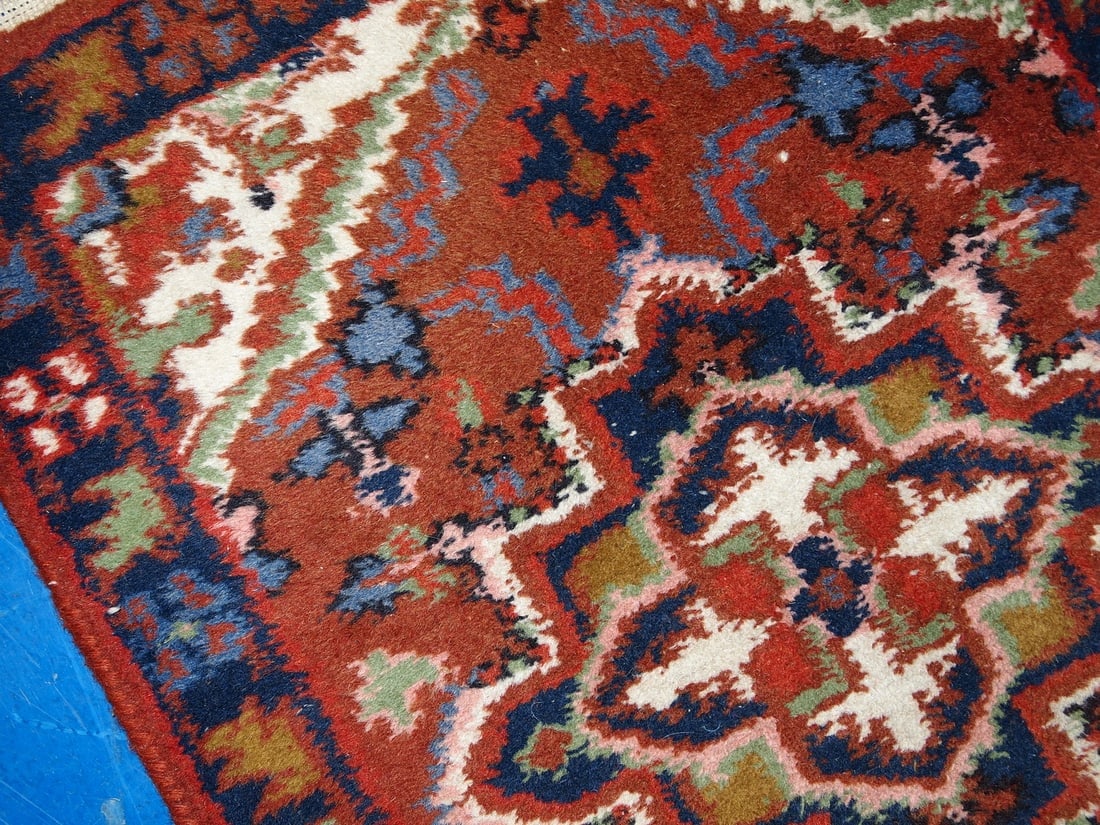 Handmade vintage Persian Hamadan rug 1.6' x 2.3' (50cm x 70cm) 1970s - 3