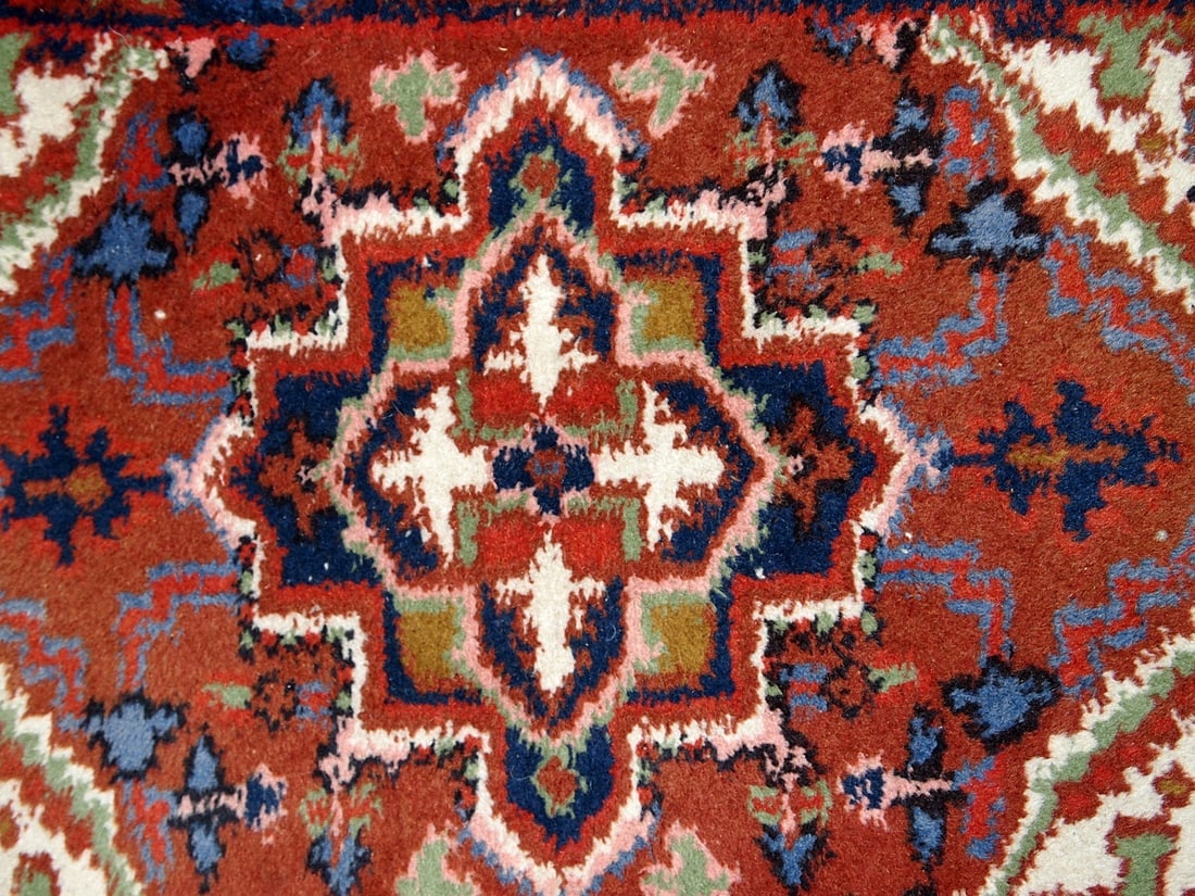 Handmade vintage Persian Hamadan rug 1.6' x 2.3' (50cm x 70cm) 1970s - 4