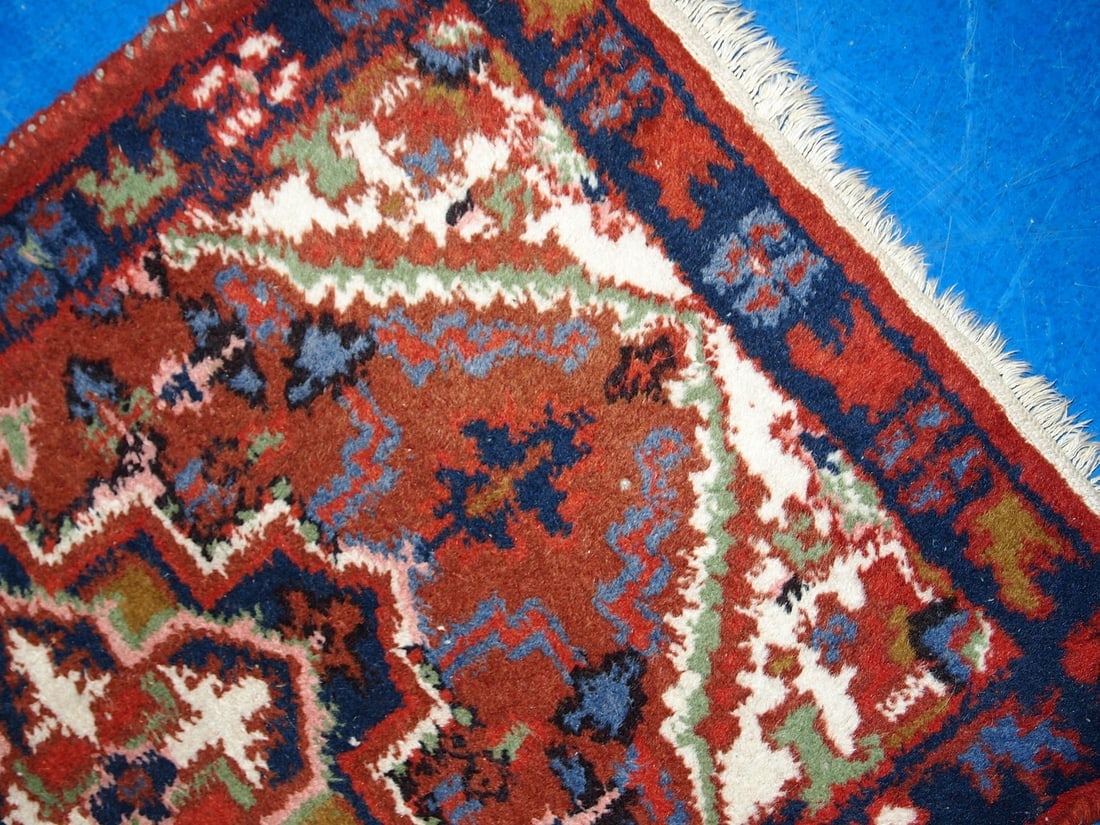 Handmade vintage Persian Hamadan rug 1.6' x 2.3' (50cm x 70cm) 1970s - 5