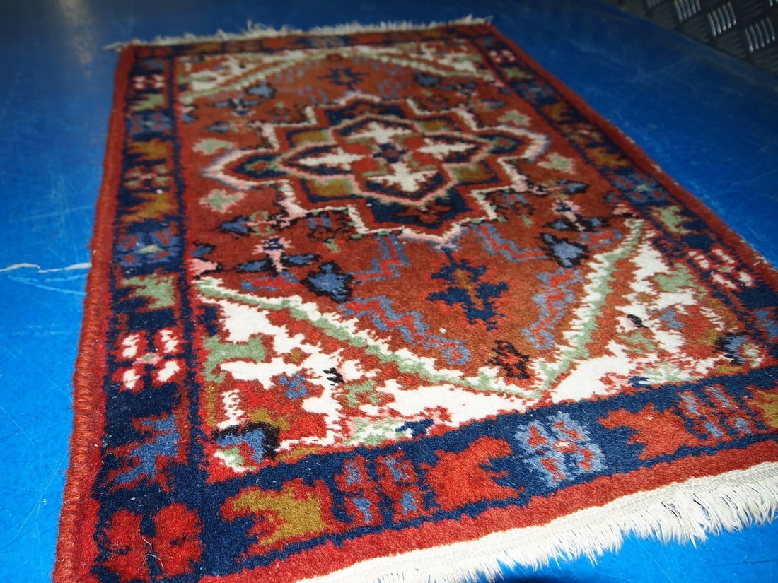 Handmade vintage Persian Hamadan rug 1.6' x 2.3' (50cm x 70cm) 1970s - 6